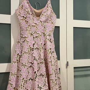 Elegant Pink Lace Midi Dress